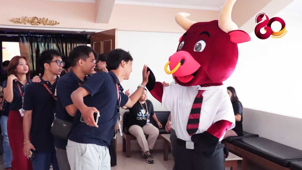 Brahmmay, UB's official mascot, welcomes the students to the best university